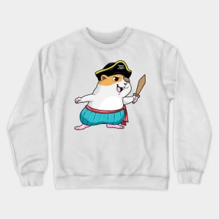 Hamster as Pirate with Sword and Pirate hat Crewneck Sweatshirt